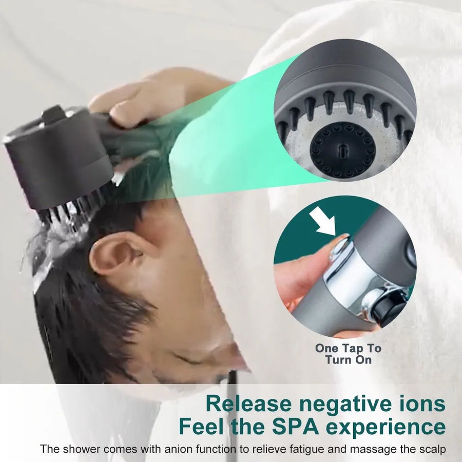 PowerSpray Shower Head - High-Pressure Spa Experience - Water-Saving & 9-Layer Filter