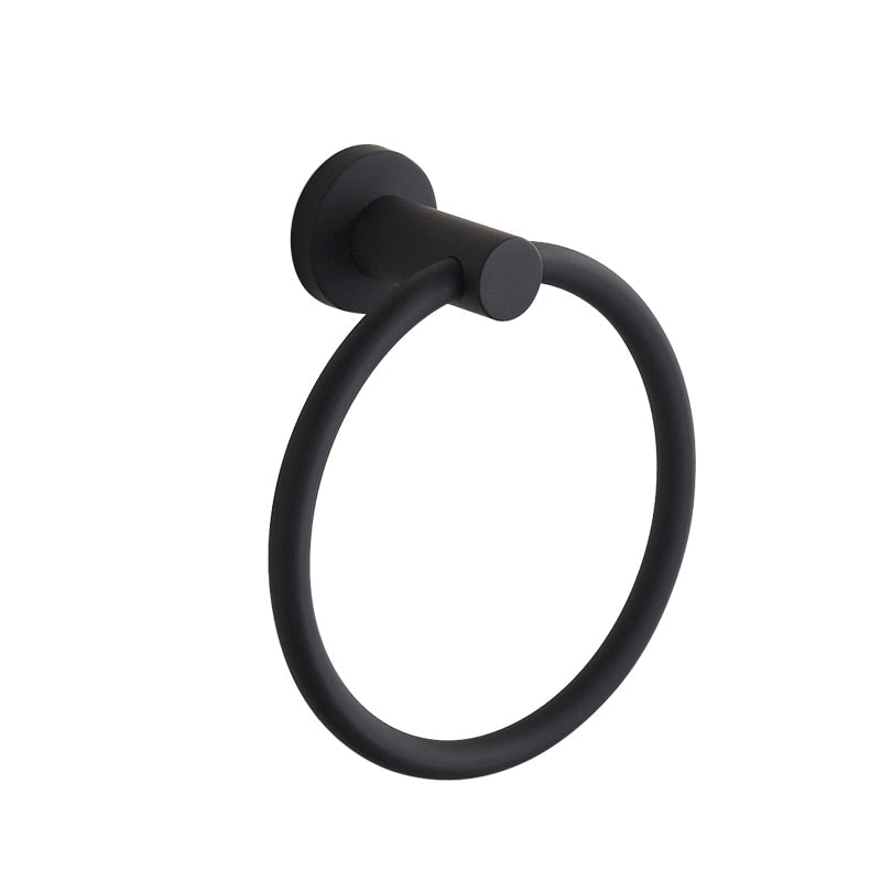 Towel ring made of 304 stainless steel in chrome, Round simple design, Black, European bathroom accessories,
Rustproof