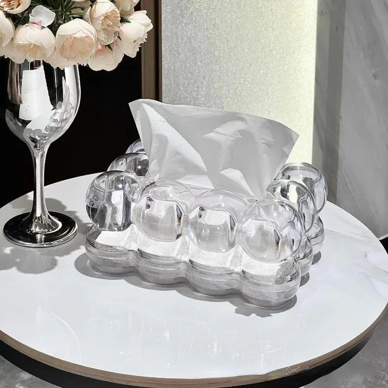 LumiScape Tissue Box - Sculptural Acrylic Design for Modern Elegance