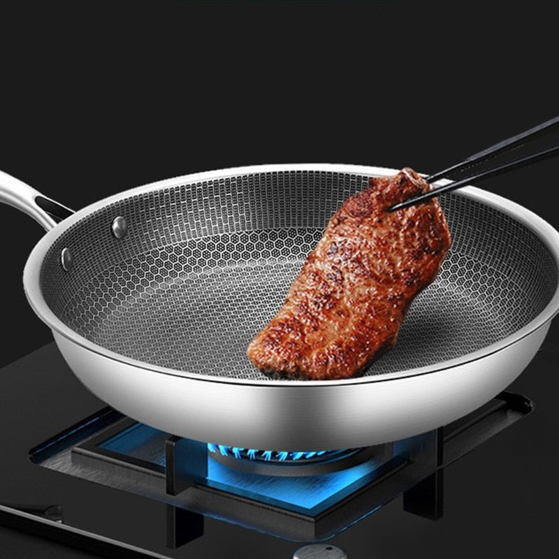 Premium Stainless Steel Frying Pan with Non-Stick Pixel Technology - Perfect for Healthy Frying