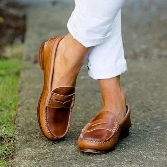 Women Vintage Slip On Loafers
Low Heel PU Leather Loafers