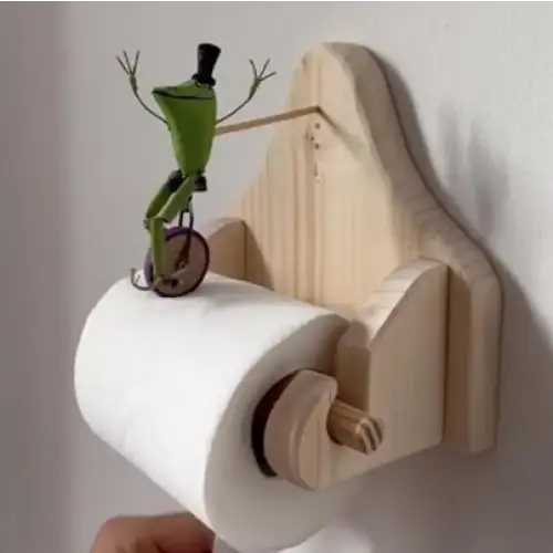 Toilet paper holder Original Frog on the Bicycle