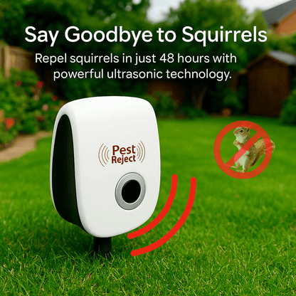 Ultrasonic Squirrel Repeller
Device - Effective Pest Control to Deter Squirrels in 48 Hours for Gardens & Yards