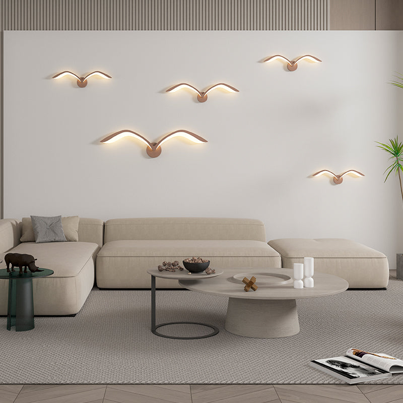 Nordic Modern Seagull Wall Lamps LED White Brown Iron Acrylic Wall Light for Living Room Indoor TV Wall Background Wall Lighting