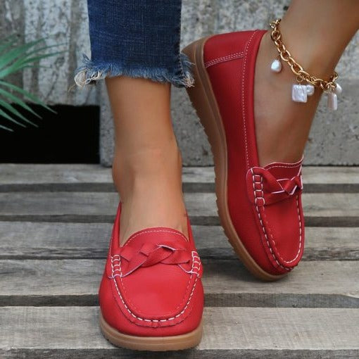 Women shoes Soft Leather Slip on
Walking Loafers Shoes