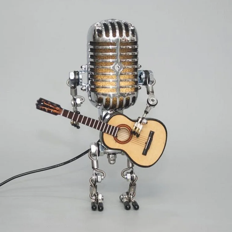 Vintage Metal Microphone Robot
With Guitar Lamp