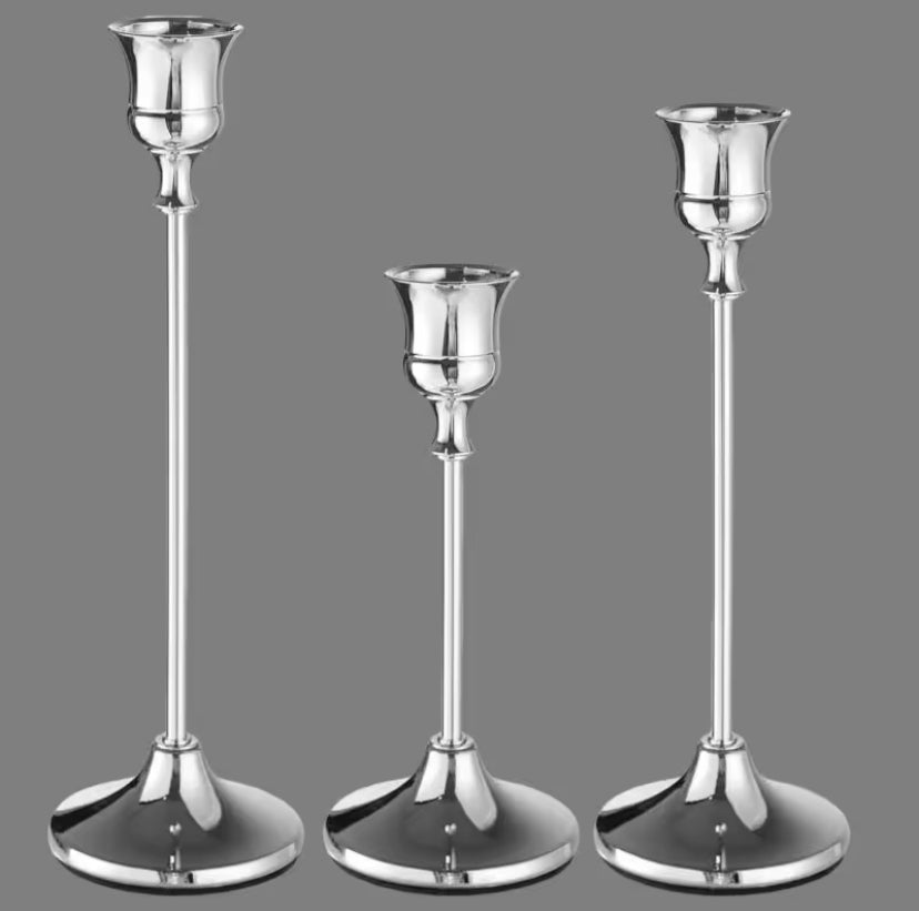 Vintage Elegant Metal And Aluminum Set Of 3 Tabletop Candle Holders, Suitable For Wedding Anniversary, Home And Hotel Decoration