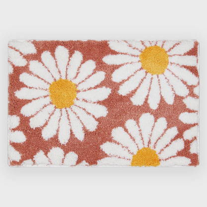 Feblilac Sweet Daisy Bath Mat, Purple Flower Carpet Bathroom