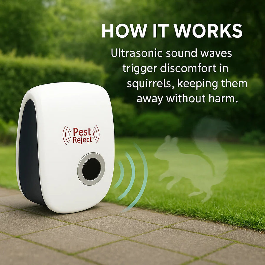 Ultrasonic Squirrel Repeller
Device - Effective Pest Control to Deter Squirrels in 48 Hours for Gardens & Yards