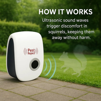 Ultrasonic Squirrel Repeller
Device - Effective Pest Control to Deter Squirrels in 48 Hours for Gardens & Yards