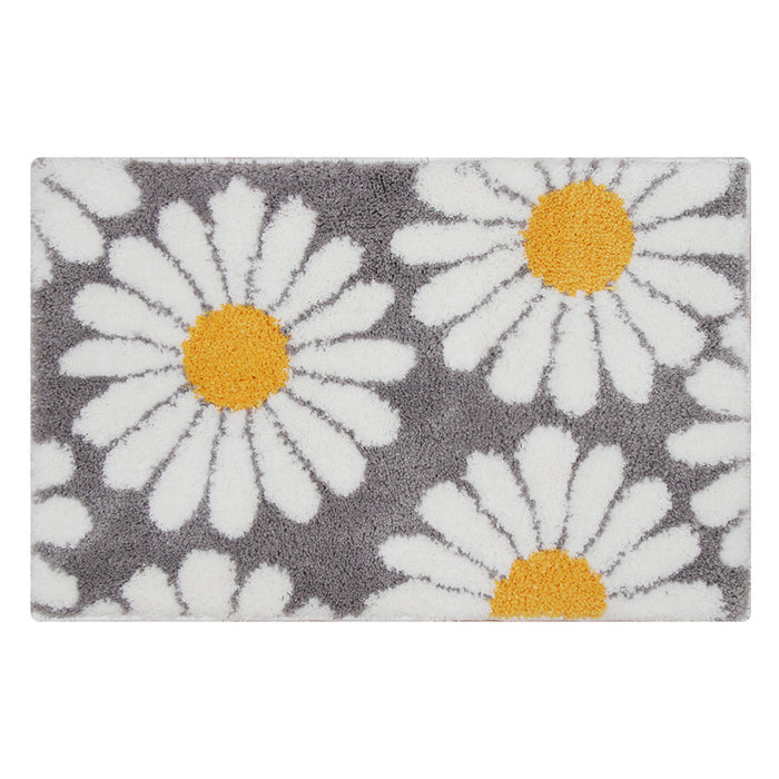 Feblilac Sweet Daisy Bath Mat, Purple Flower Carpet Bathroom