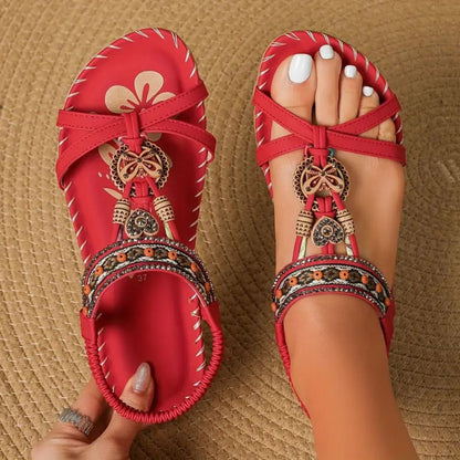 Zeyla - Boho Rhinestone Butterfly Flat
Sandals