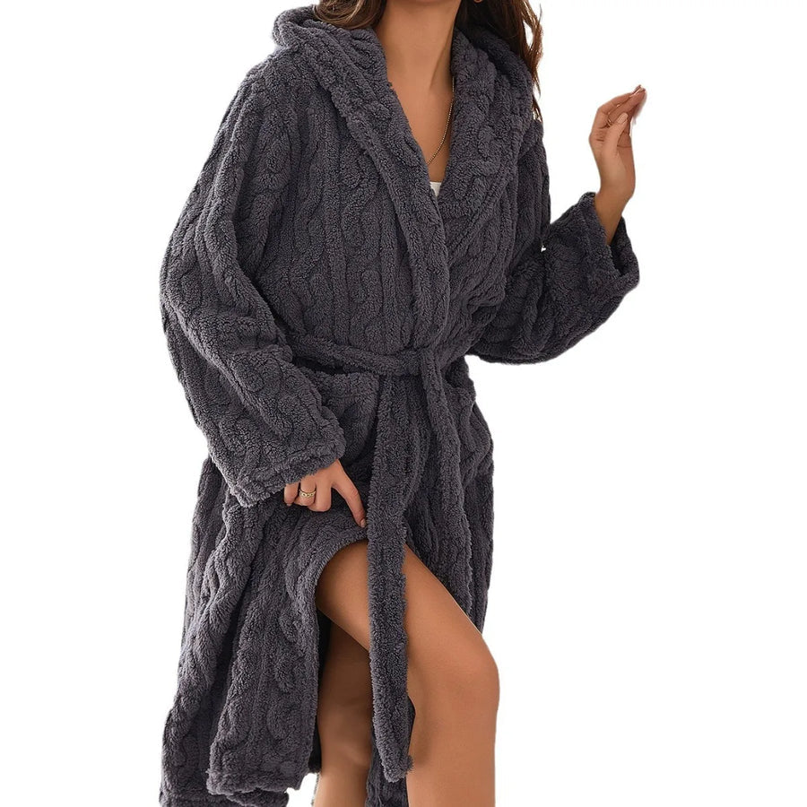 CozyHood - Bathrobe with hood made of coral fleece