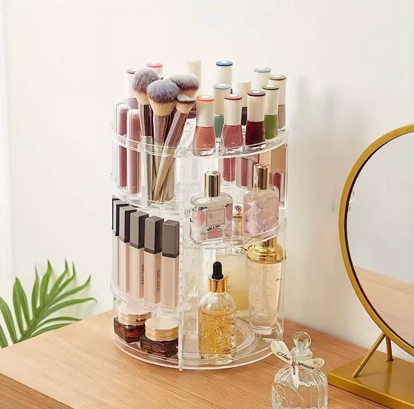 360° Rotating Makeup Organizer, Spinning Bathroom Organizer Countertop, organizer for cosmetics,Cosmetic Holder Shelf,(Clear)