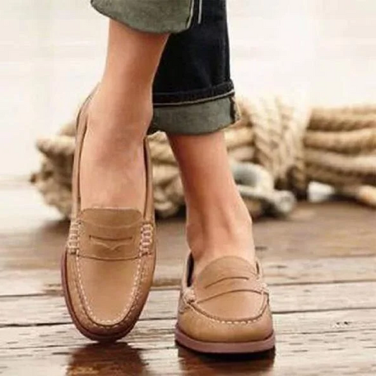 Women Vintage Slip On Loafers
Low Heel PU Leather Loafers