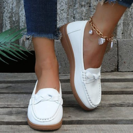 Women shoes Soft Leather Slip on
Walking Loafers Shoes