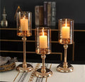 1pc Golden Glass Candle Holders for Pillar Candle Candlestick for Dining Coffee Table Wedding Events Parties Home Decor