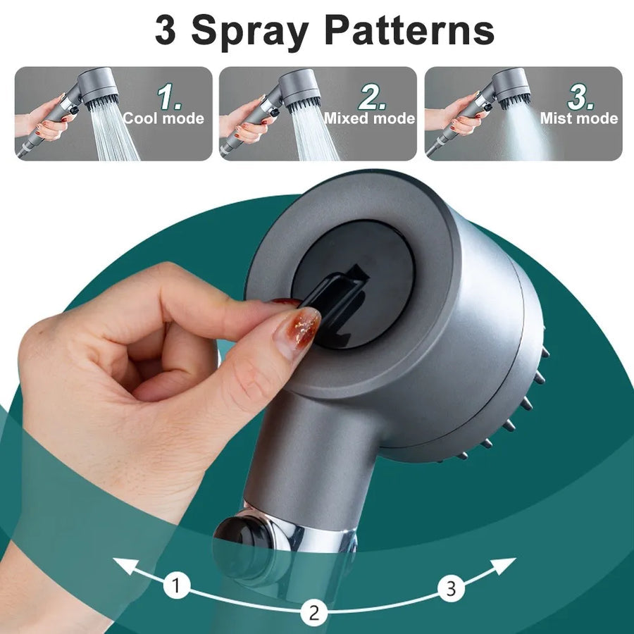 PowerSpray Shower Head - High-Pressure Spa Experience - Water-Saving & 9-Layer Filter