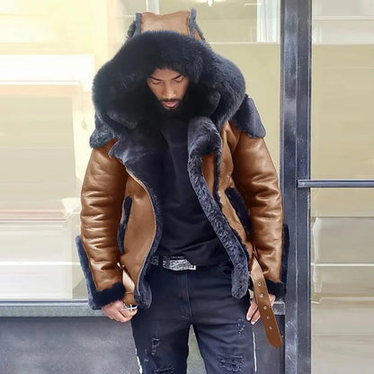Sheepskin Leather Jacket | Man Winter Fur Hood Coat Motorcycle
Jackets