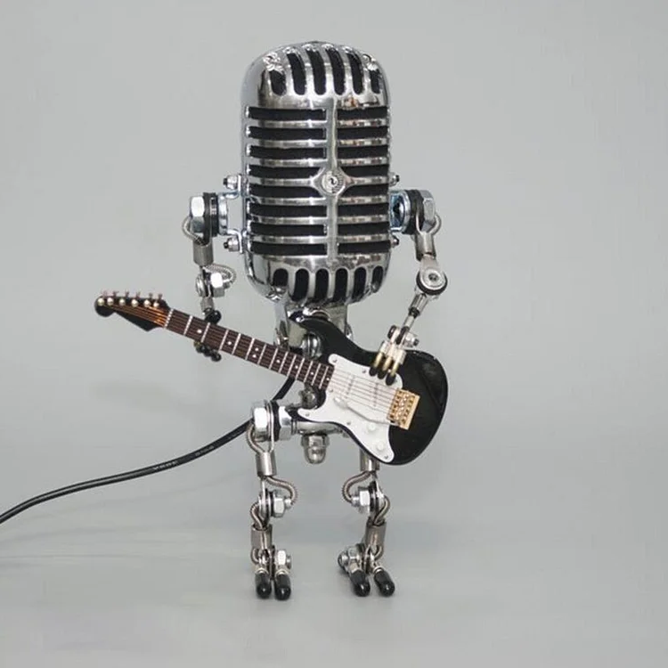 Vintage Metal Microphone Robot
With Guitar Lamp