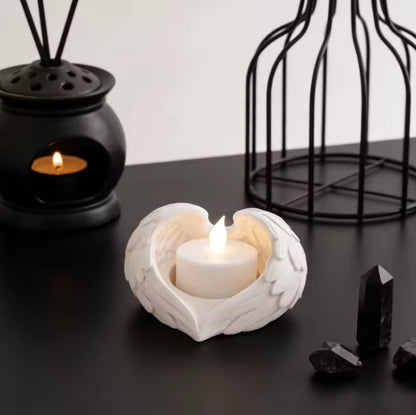 Elegant Angel Wings Candle Holder, Suitable for Tea Light & Flameless Candles, Ideal for Home & Desktop Decoration