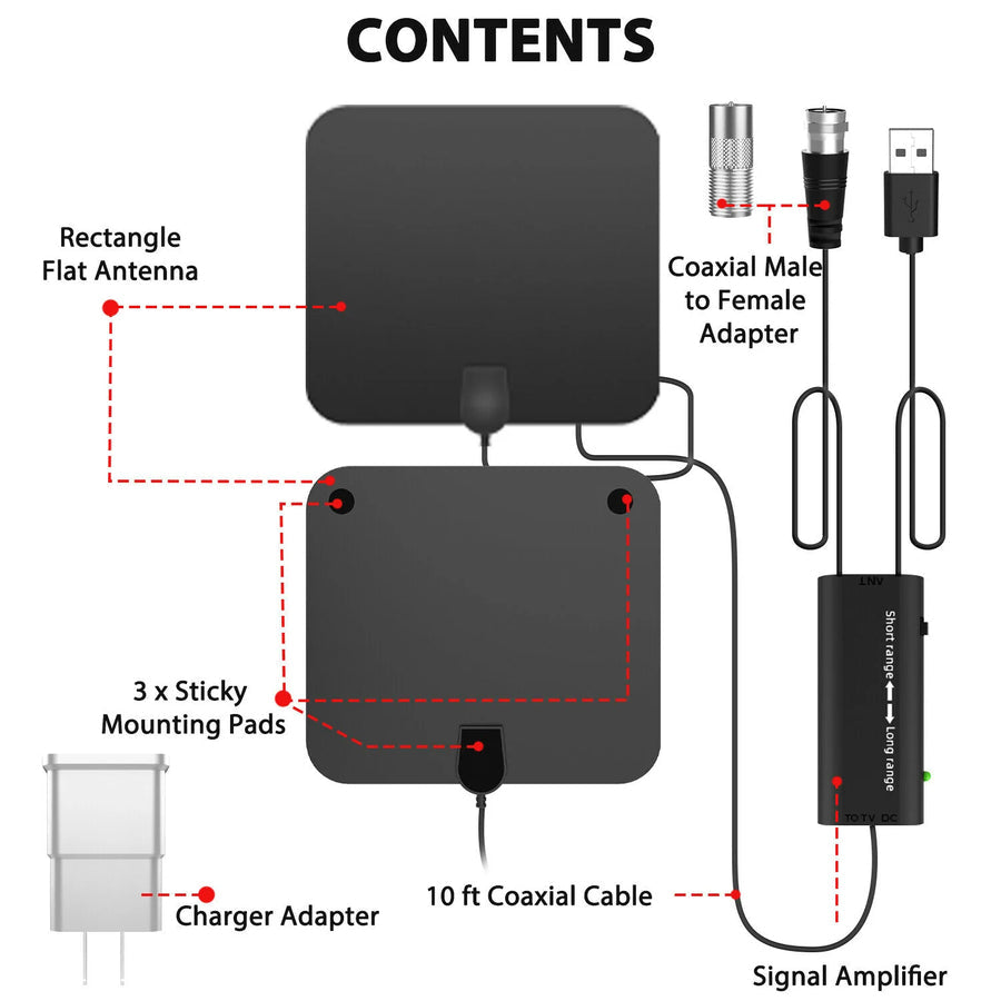 300 Miles Indoor Digital Amplified
HDTV Antenna W/ Signal
