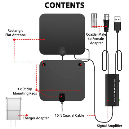 300 Miles Indoor Digital Amplified
HDTV Antenna W/ Signal