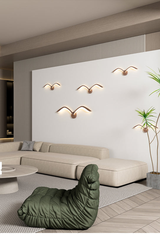 Nordic Modern Seagull Wall Lamps LED White Brown Iron Acrylic Wall Light for Living Room Indoor TV Wall Background Wall Lighting