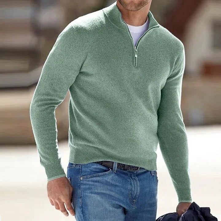 Men's Cashmere Zipper Basic Sweater quarter zip