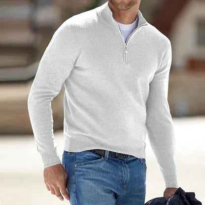 Men's Cashmere Zipper Basic Sweater quarter zip
