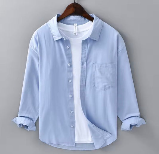 Men's Spring Summer Linen Shirt Long Sleeve 72.9% Cotton 27.1% Linen Breathable Business Casual Vintage Solid Color Tops