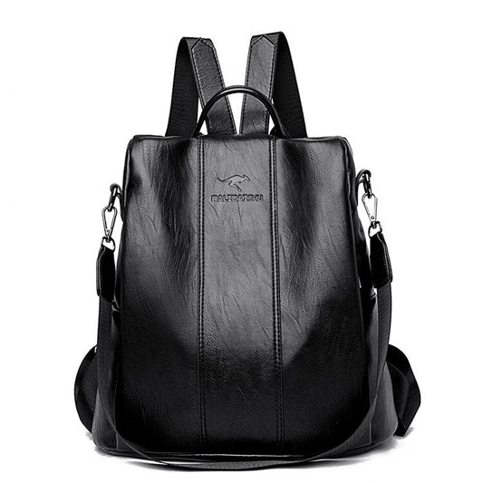 Theft-Proof Leather Backpack for Women in Vintage Style