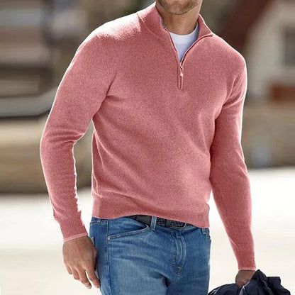 Men's Cashmere Zipper Basic Sweater quarter zip