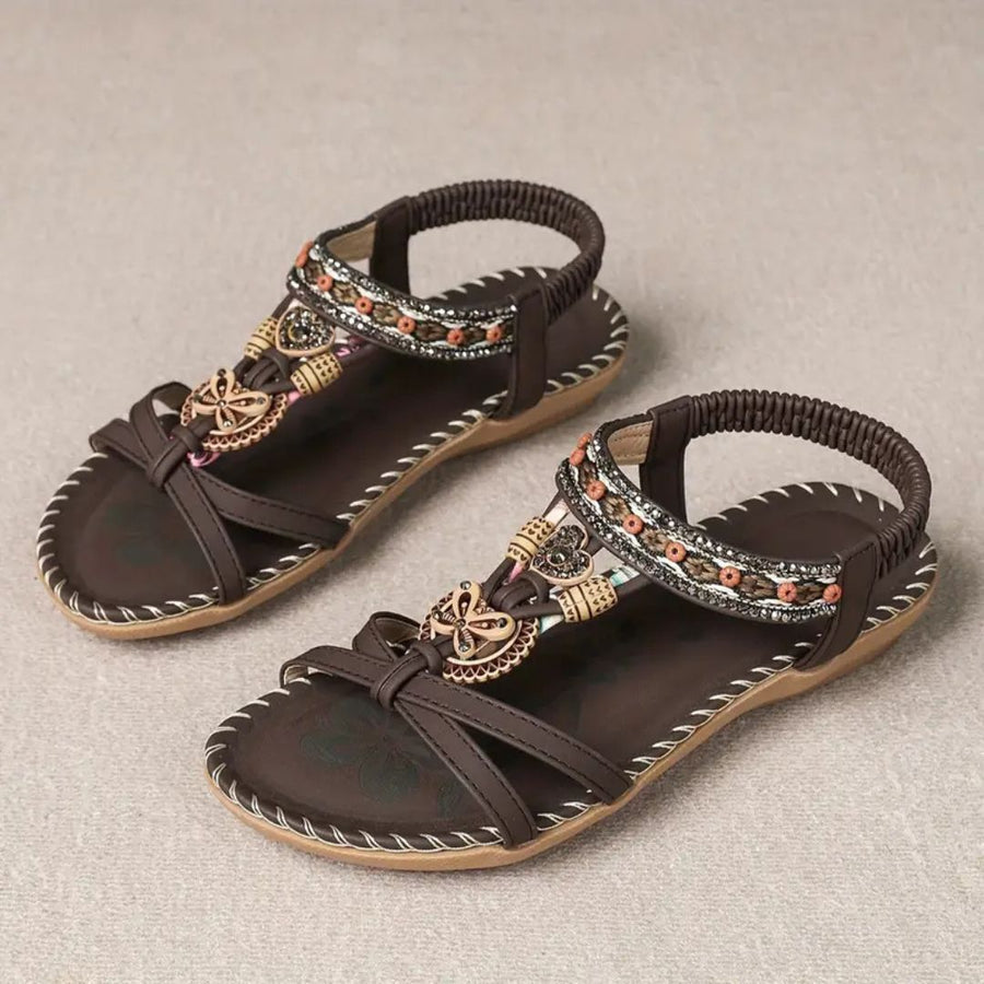 Zeyla - Boho Rhinestone Butterfly Flat
Sandals