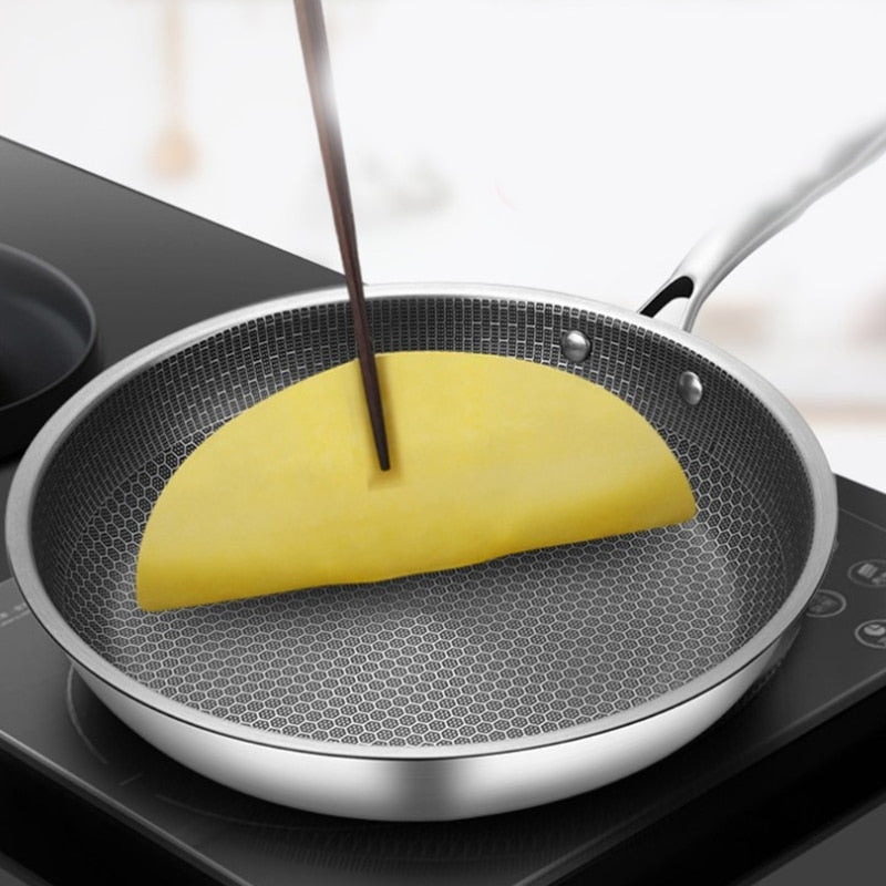 Premium Stainless Steel Frying Pan with Non-Stick Pixel Technology - Perfect for Healthy Frying