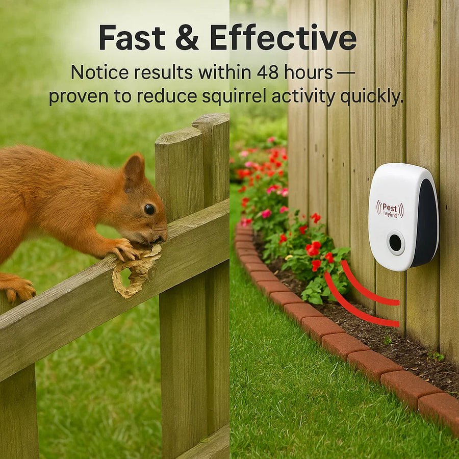 Ultrasonic Squirrel Repeller
Device - Effective Pest Control to Deter Squirrels in 48 Hours for Gardens & Yards