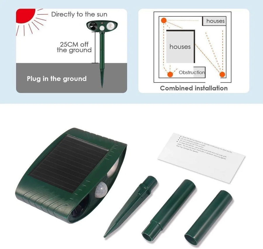Ultrasonic Chipmunk Repeller -
Solar Powered - Get Rid of Chipmunks in 48 Hours