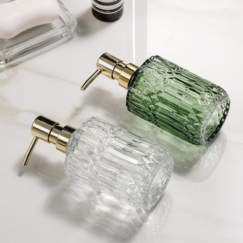 Diamond Pattern Glass Soap
Dispenser