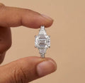 Trendy Rectangular Trapezoidal Cubic Zircon Rings for Women Silver Colour High Quality Female Accessories Wedding Party Jewelry