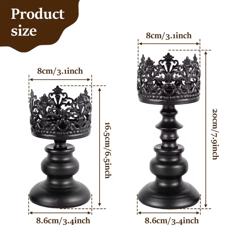 2Pcs Retro Candle Holder Europe Wedding Iron Candle Holder with Openwork Pattern Decoration Candle Holder for Home Restaurants