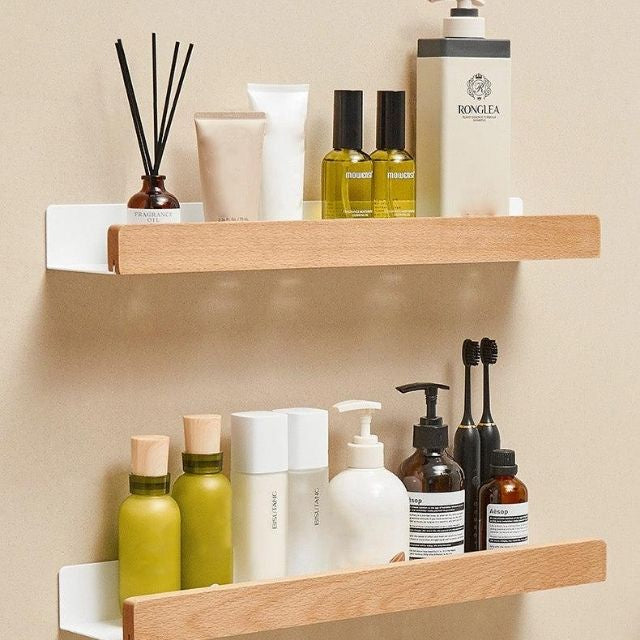 Solid Wood Bathroom Organizer
Shelves Without Drilling