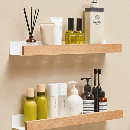 Solid Wood Bathroom Organizer
Shelves Without Drilling