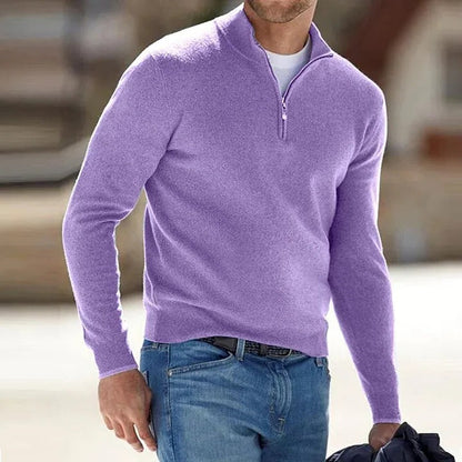 Men's Cashmere Zipper Basic Sweater quarter zip