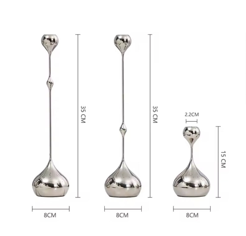 Silver Candle Holder, Metal Candlestick Romantic Art Table Decoration For Home Dining , Wedding Photography Props