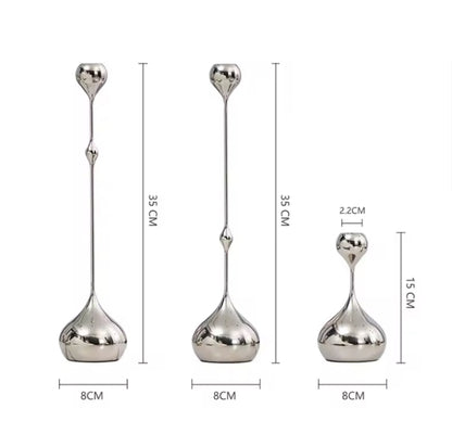 Silver Candle Holder, Metal Candlestick Romantic Art Table Decoration For Home Dining , Wedding Photography Props