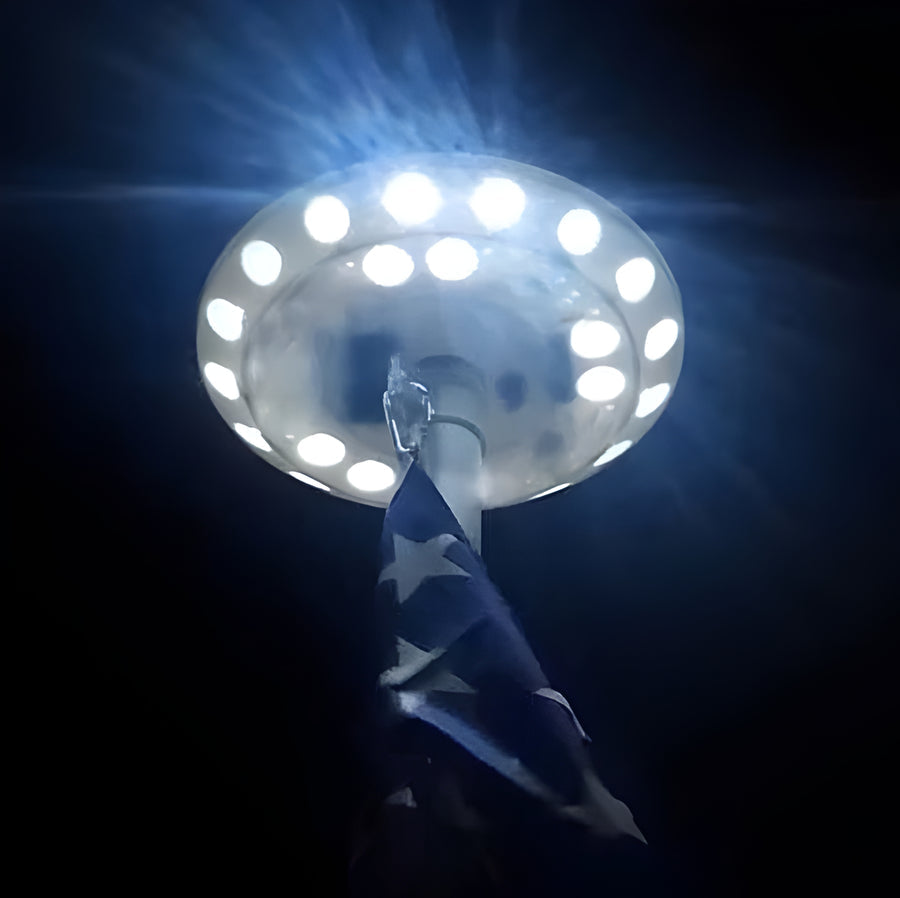 Solar Powered Flagpole Lights - All Night Long Last Flag Pole
Lights - LED