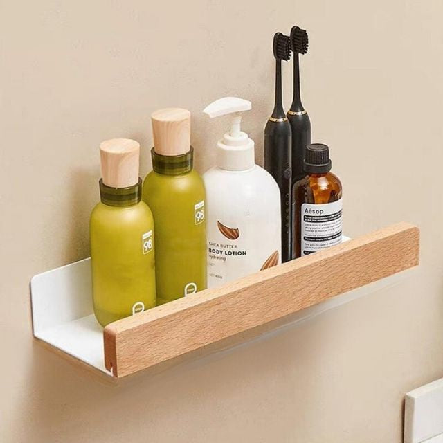 Solid Wood Bathroom Organizer
Shelves Without Drilling