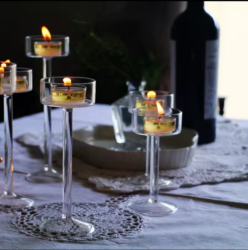 Glass Candle Holders Set Tealight Candle Holder Home Decor Wedding Table Centerpieces Crystal Holder Dinner table setting