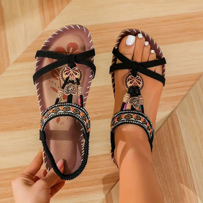 Zeyla - Boho Rhinestone Butterfly Flat
Sandals