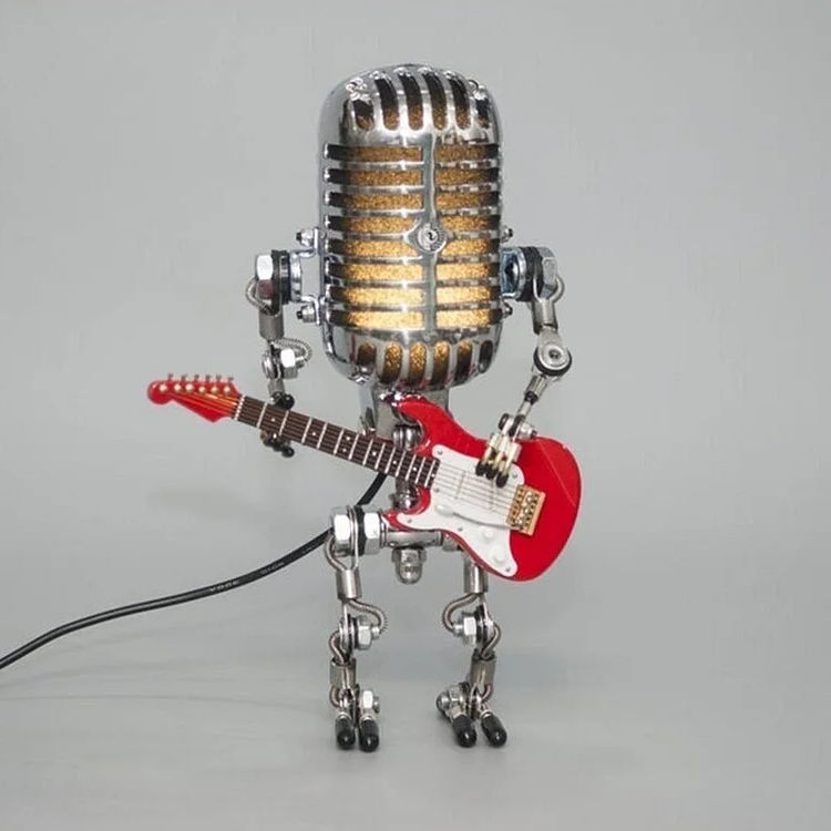 Vintage Metal Microphone Robot
With Guitar Lamp